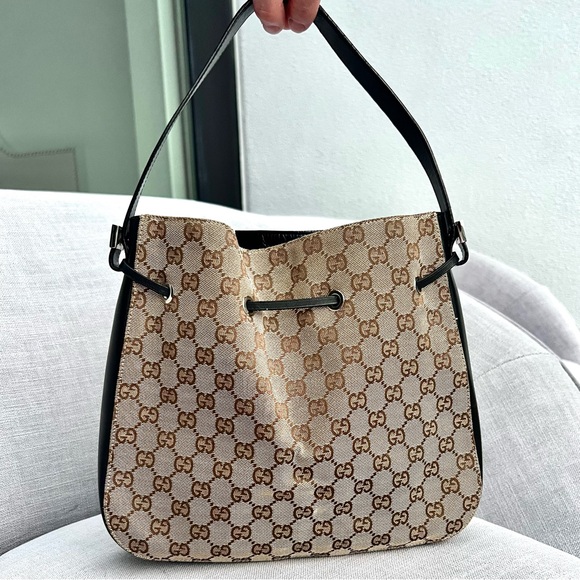 Gucci Monogram bag Canvas and black leather - Picture 3 of 10